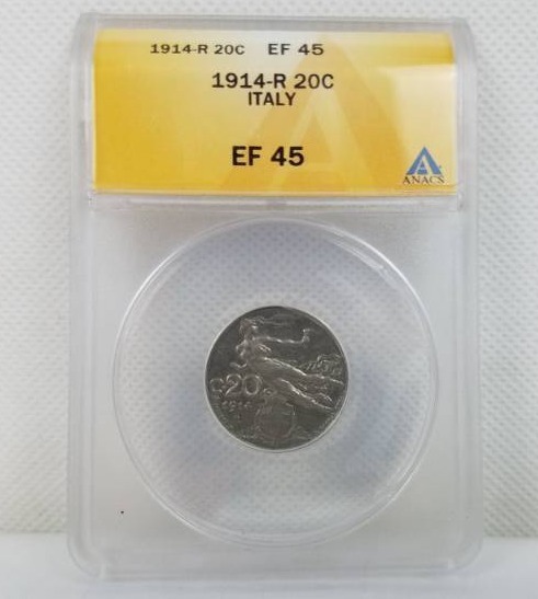 lot 14 image: 1914 R 20 C EF 45 Italy Coin