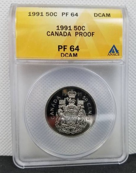 lot 25 image: 1991 50 cent PF 64 DCAM