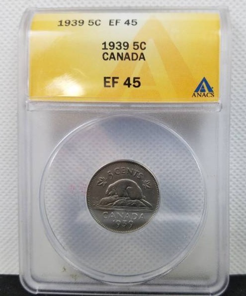 lot 26 image: 1939 5 cent EF 45
