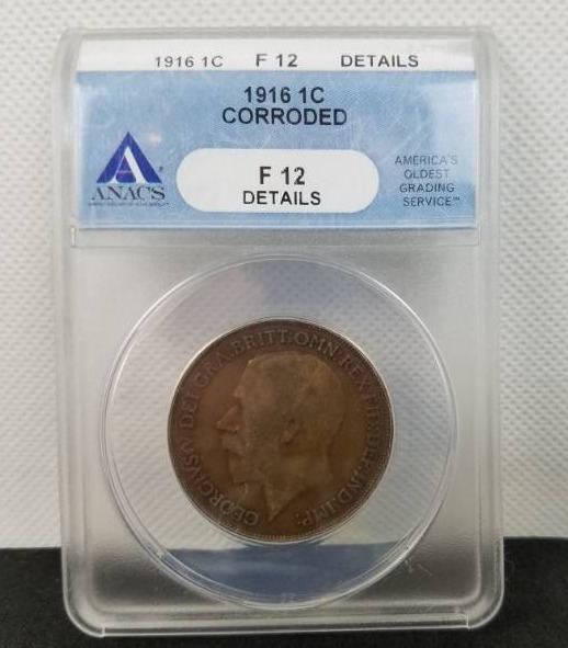 lot 30 image: 1916 1 cent F12 DETAILS Corroded