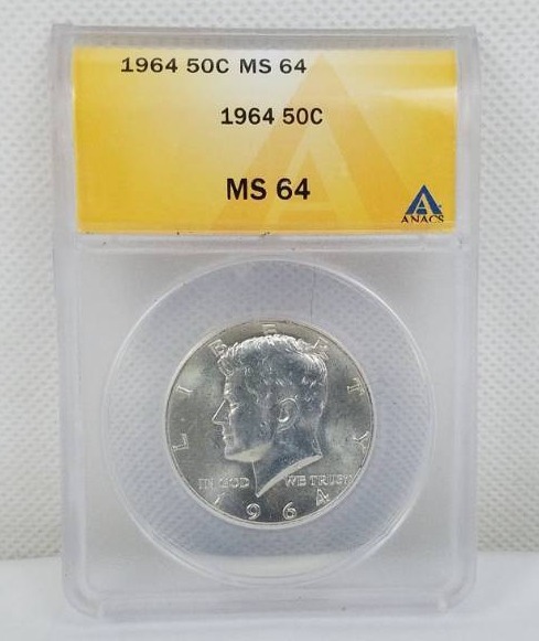 lot 57 image: 1964 50 cent MS 64 Graded Coin