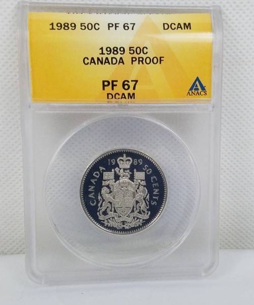 lot 58 image: 1989 50 Cent PF 67 DCAM Canada Proof