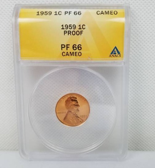 lot 71 image: 1959 Lincoln 1 cent PF 66 Cameo PROOF