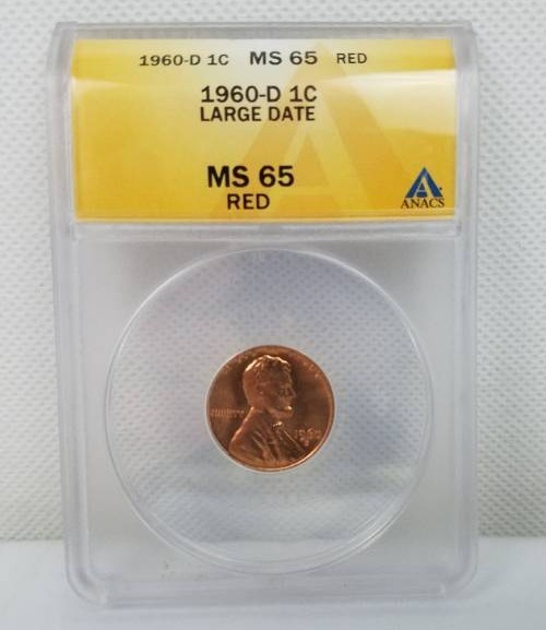 lot 72 image: 1960 D Lincoln 1 cent MS 65 RED Large Date