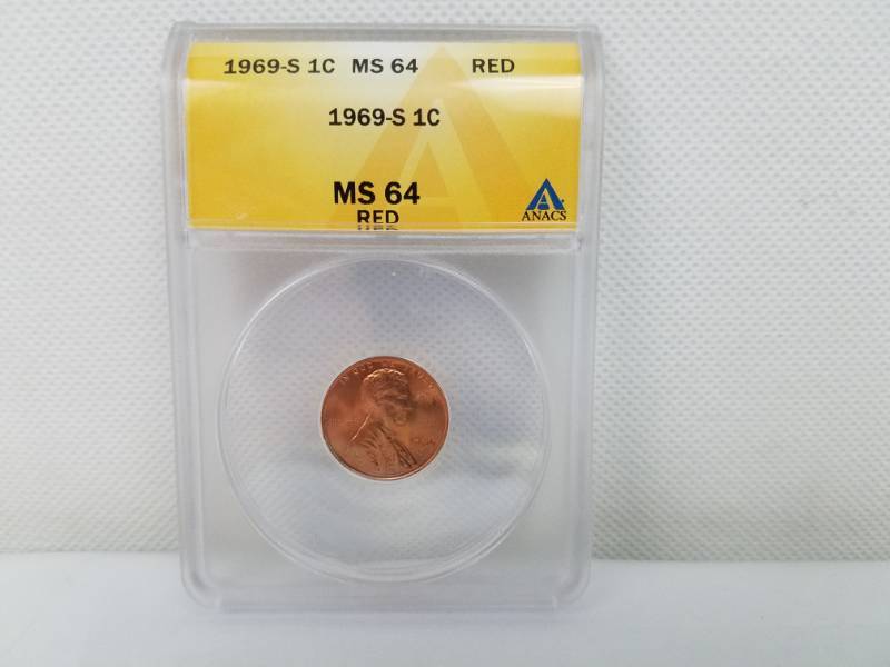 lot 74 image: 1969 S Lincoln 1 Cent MS 64 RED
