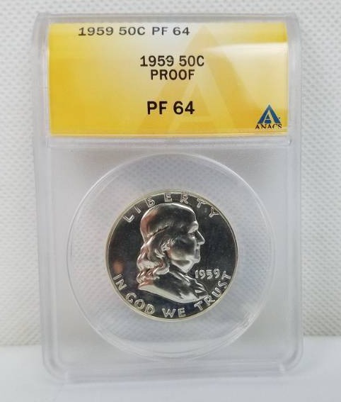 lot 78 image: 1959 Franklin 50 cent PF 64 Proof