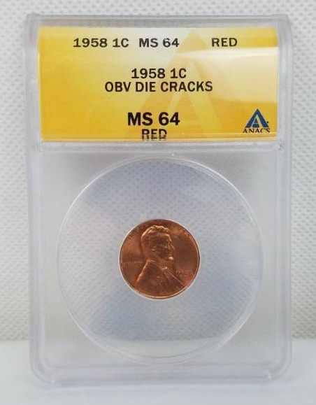 lot 82 image: 1958 Lincoln 1 cent MS 64 RED