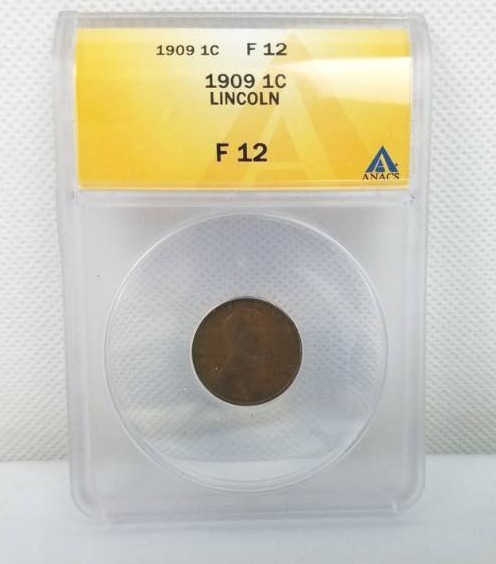 lot 86 image: 1909 1 cent F12 Lincoln Graded Coin
