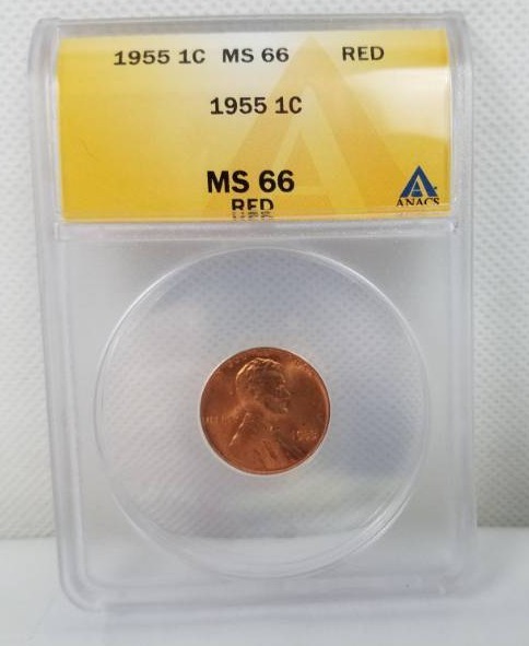 lot 96 image: 1955 1 Cent MS 66 RED