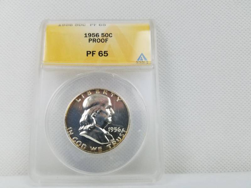 lot 110 image: 1956 Franklin 50 cent PF 65 Graded Coin