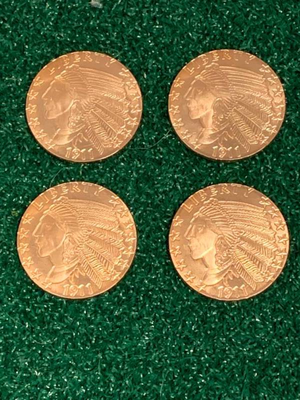 Lot of 4 Indian Head .999 Investment Grade Copper 1oz Rounds