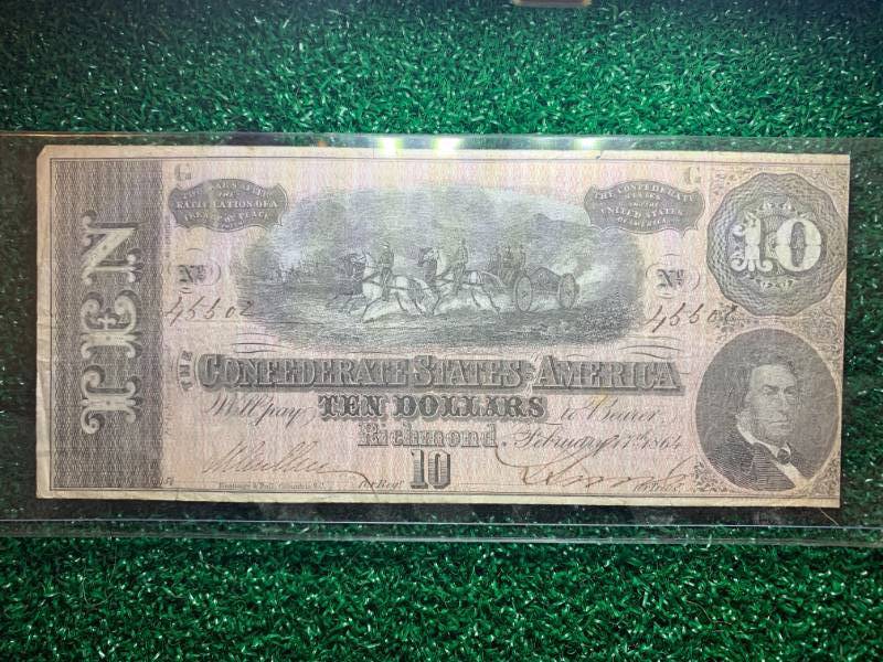 Authentic 1864 $10 Bill from Civil War Times