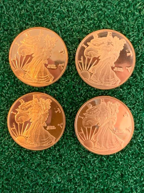 Lot of 4 Investment Grade .999 Copper Liberty Coins