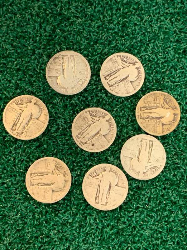 Lot of 8 Standing Liberty Silver Quarters
