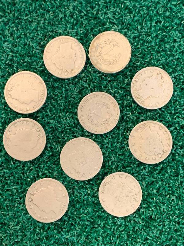 Lot of 10 Liberty V Nickels