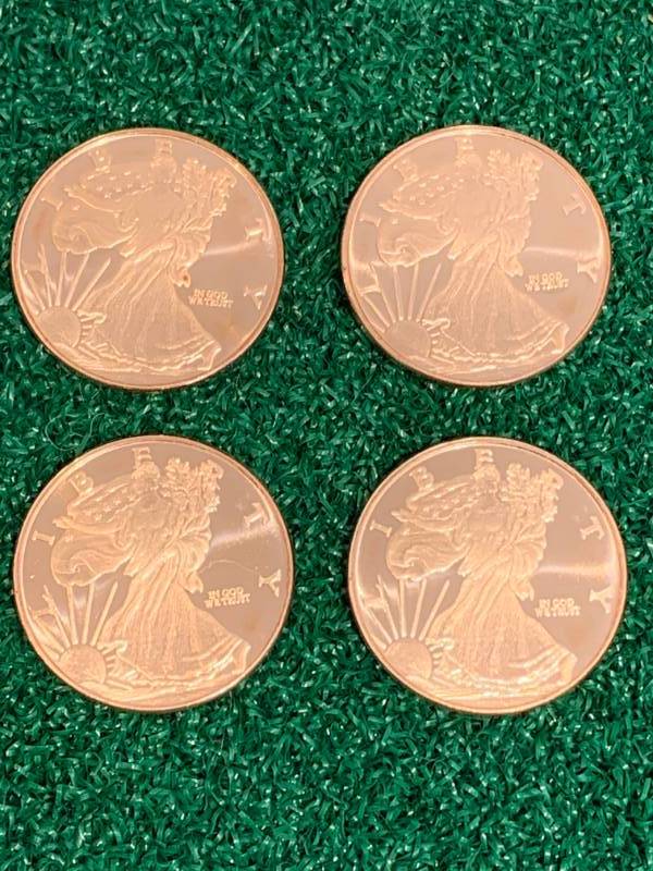 Lot of 4 Investment Grade .999 Copper Liberty Coins