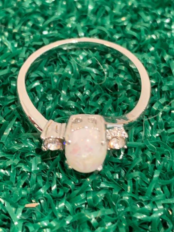 White Fire Opal .925 Silver Ring Size 8