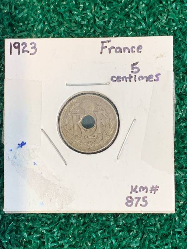 1923 French 5 Centines