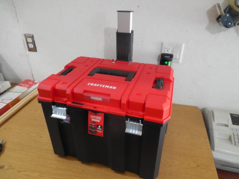 lot 60 image: CRAFTSMAN VERSASTACK System Black Plastic Wheeled Lockable Tool Box