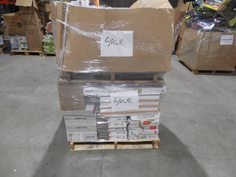 PALLET LOT OF GENERAL MERCHANDISE , FLOORING