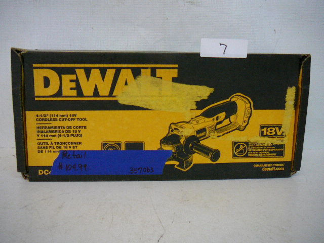 lot 7 image: DeWALT 18v 4 12 Cordless Cut Off Tool