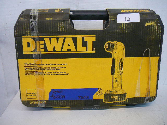 lot 12 image: DeWALT 18V 38 Right Angle Drill Driver Kit