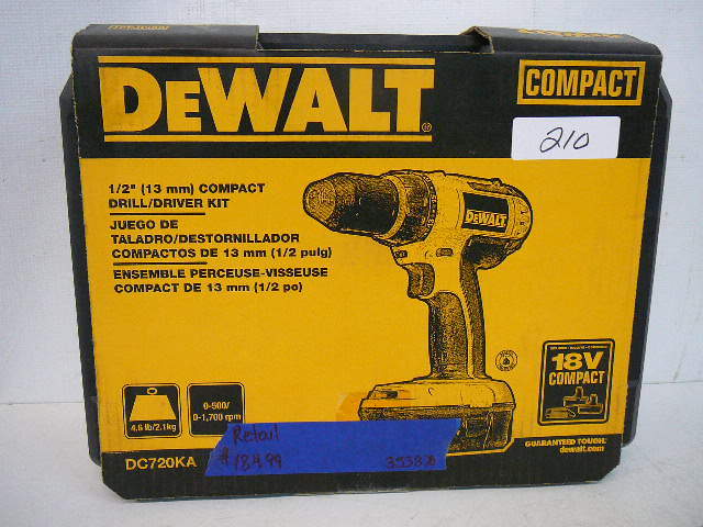 lot 210 image: DeWalt 18 Volt 12 DrillDrive Kit