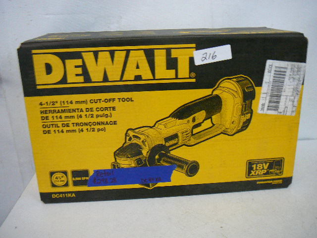 lot 216 image: DeWalt 18 Volt 4 12 Cut of Tool Kit