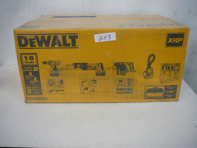 lot 243 image: DeWalt 18 Volt 4 Tool Combo Kit