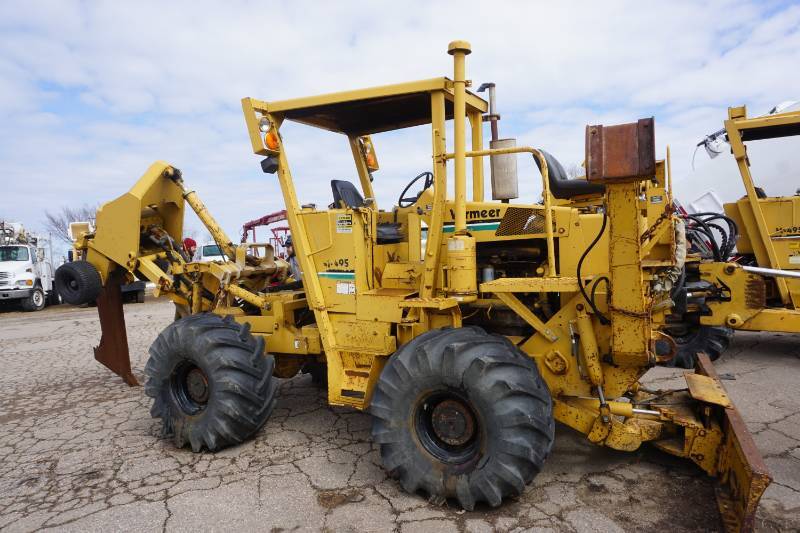 1992 Vermeer Model M495 Cable Plow With Front Back Hoe Attachment