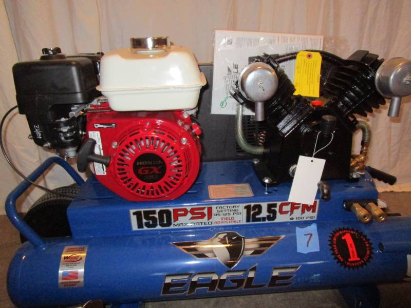 lot 7 image: Eagle Job Site 10 Gallon Twin Tank Air Compressor
