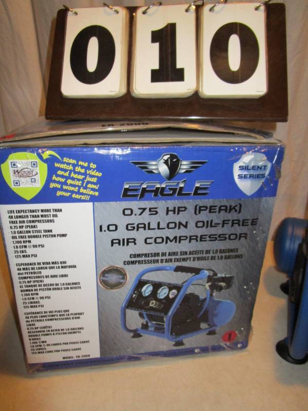 lot 10 image: Eagle Silent Series 1 Gallon Air Compressor