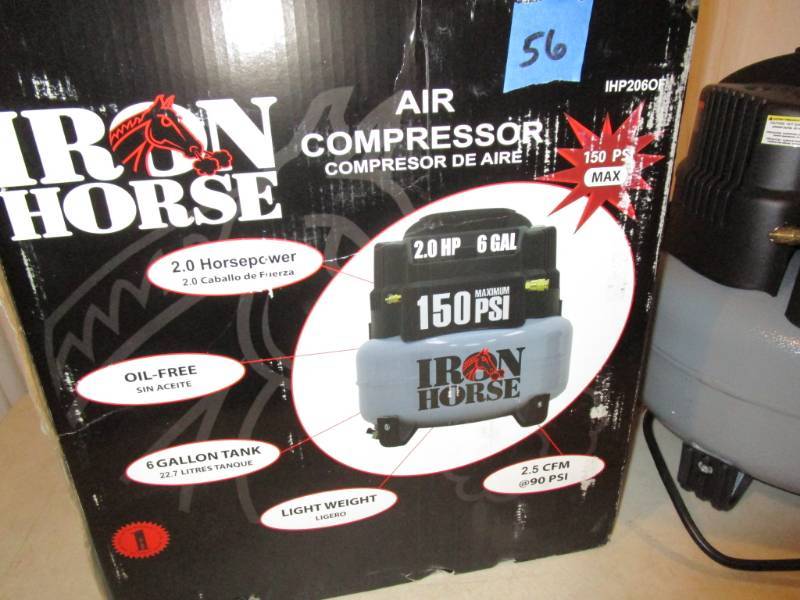 lot 56 image: Iron Horse 6 Gallon Air Compressor