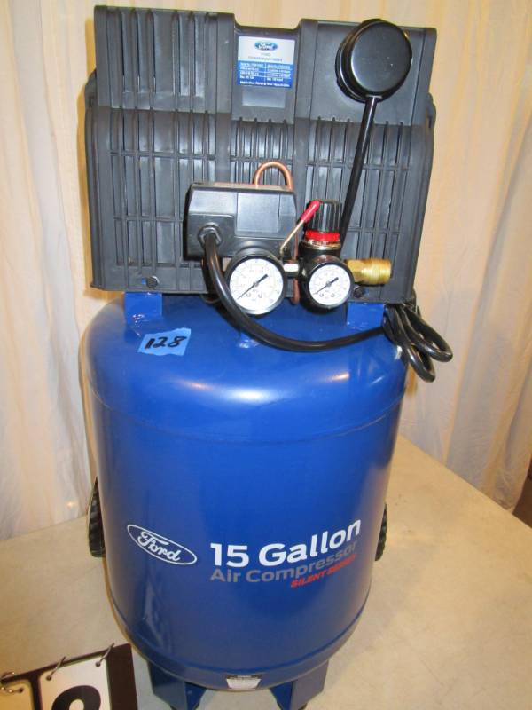 lot 128 image: Ford Silent Series 15 Gallon Vertical Tank Air Compressor