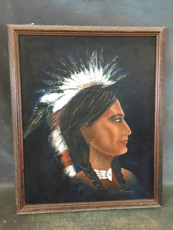 lot 19 image: Acrylic Painting of a Indian Young Man