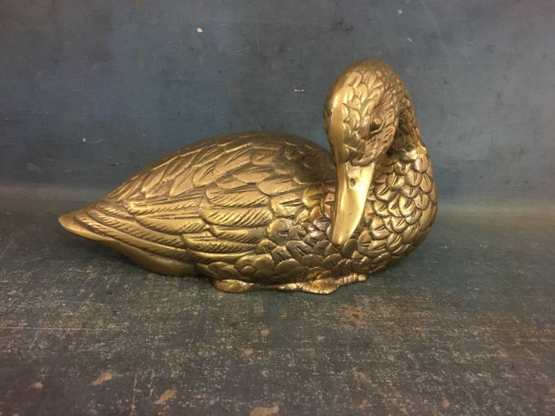lot 32 image: Decorative Gold Colored Duck