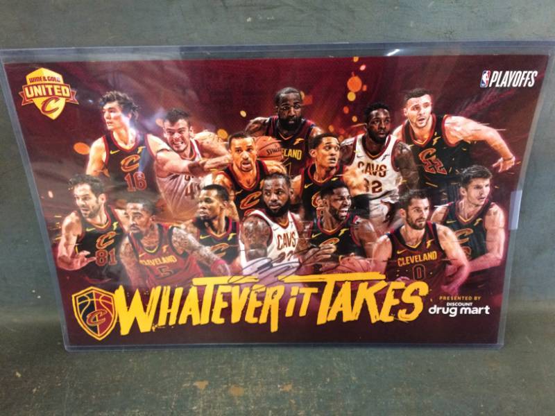 lot 64 image: Autographed LeBron James Cleveland Cavaliers Promo Poster