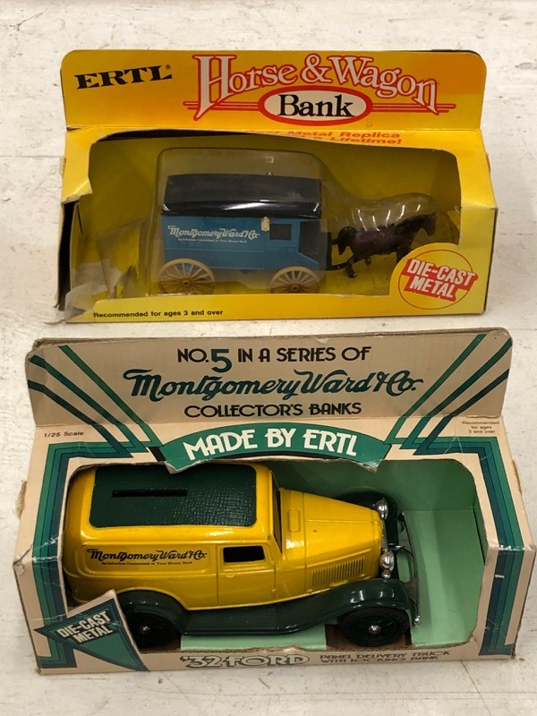(1) Horse & Wagon & (1) Ford Panel Truck Coin Banks