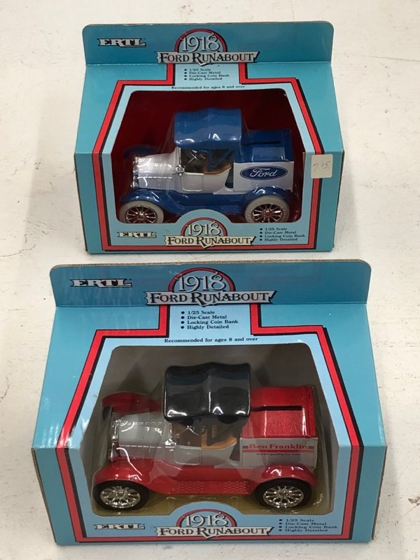 (2) 1918 Ford Runabout Coin Banks