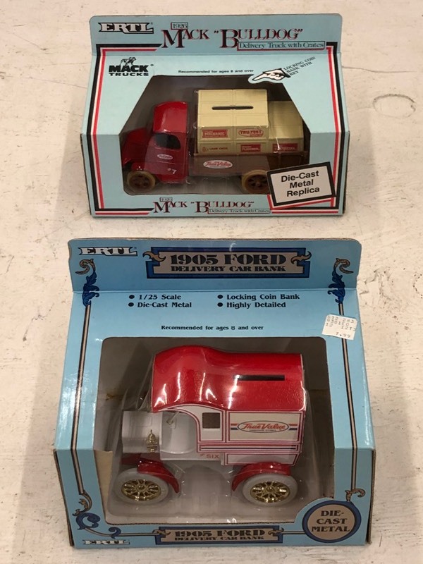 (1) 1905 Ford & (1) 1926 Mack truck Coin Banks