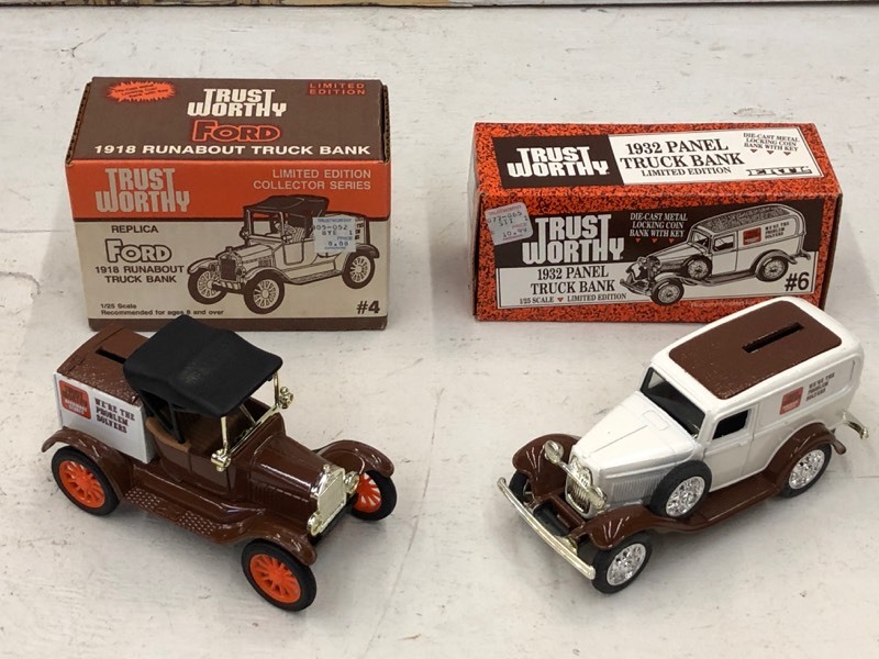 (1) 1932 Panel Truck & (1) 1918 Ford Runabout Coin Banks