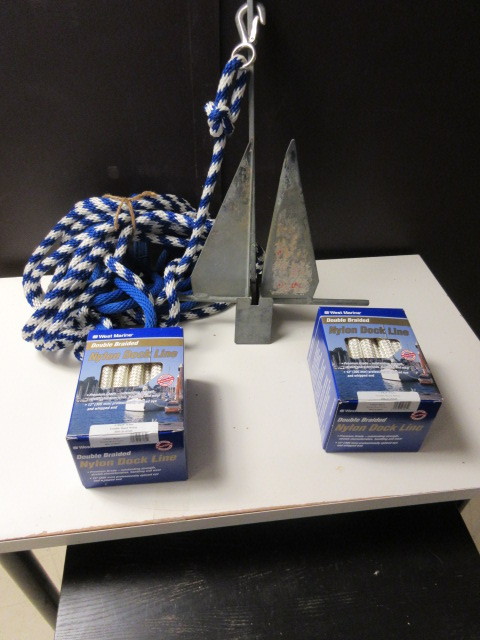 lot 509 image: ALUMINUM BOAT ANCHOR AND  DOCK LINES