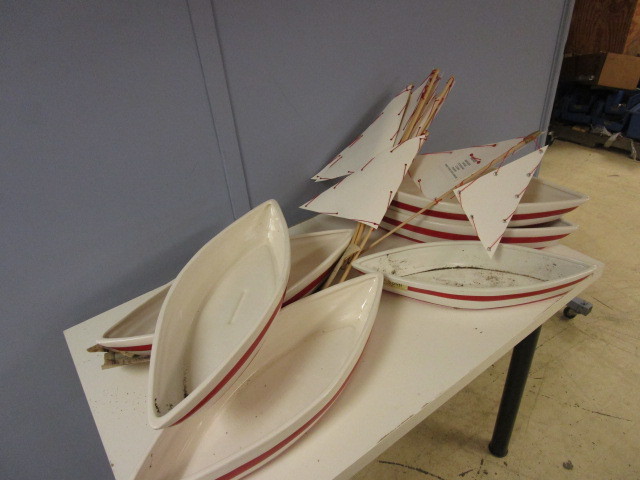 lot 556 image: CERAMIC SAILBOAT PLANTERS