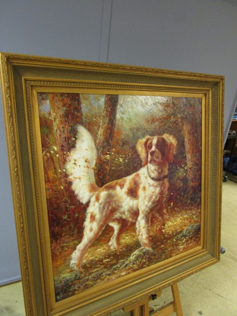 lot 559 image: GORGEOUS FRENCH BRITTANY SPANIEL PAINTING