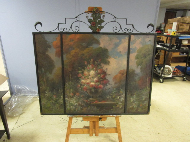 lot 561 image: HAND PAINTED FIREPLACE SHIELD