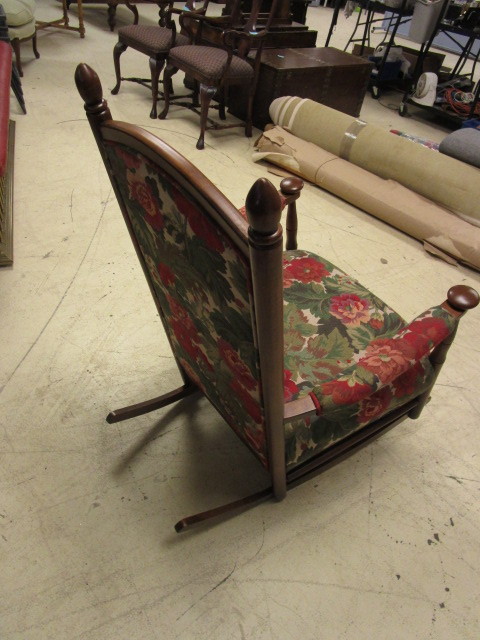 lot 414 image: WOOD AND UPHOLSTERED ROCKER