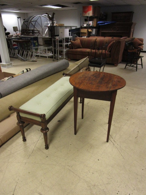 lot 420 image: LONG BENCH WITH SIDE TABLE