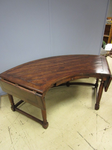lot 437 image: UNIQUE BAUSMAN HALF ROUND DROP LEAF DESK