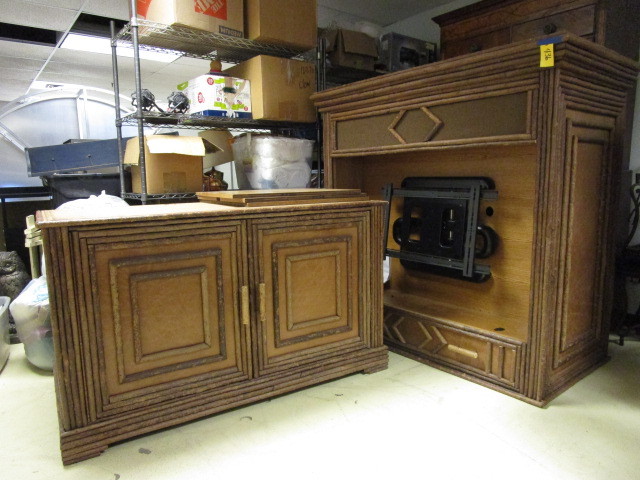 lot 436 image: MASSIVE RUSTIC ENTERTAINMENT CENTER