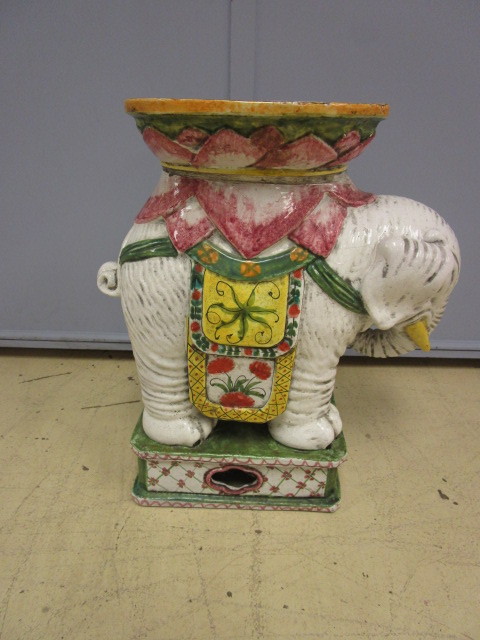 lot 461 image: ANTIQUE CAST IRON ENAMELED WHITE ELEPHANT